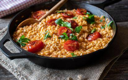Paradeiser Risotto mit Bergkäse